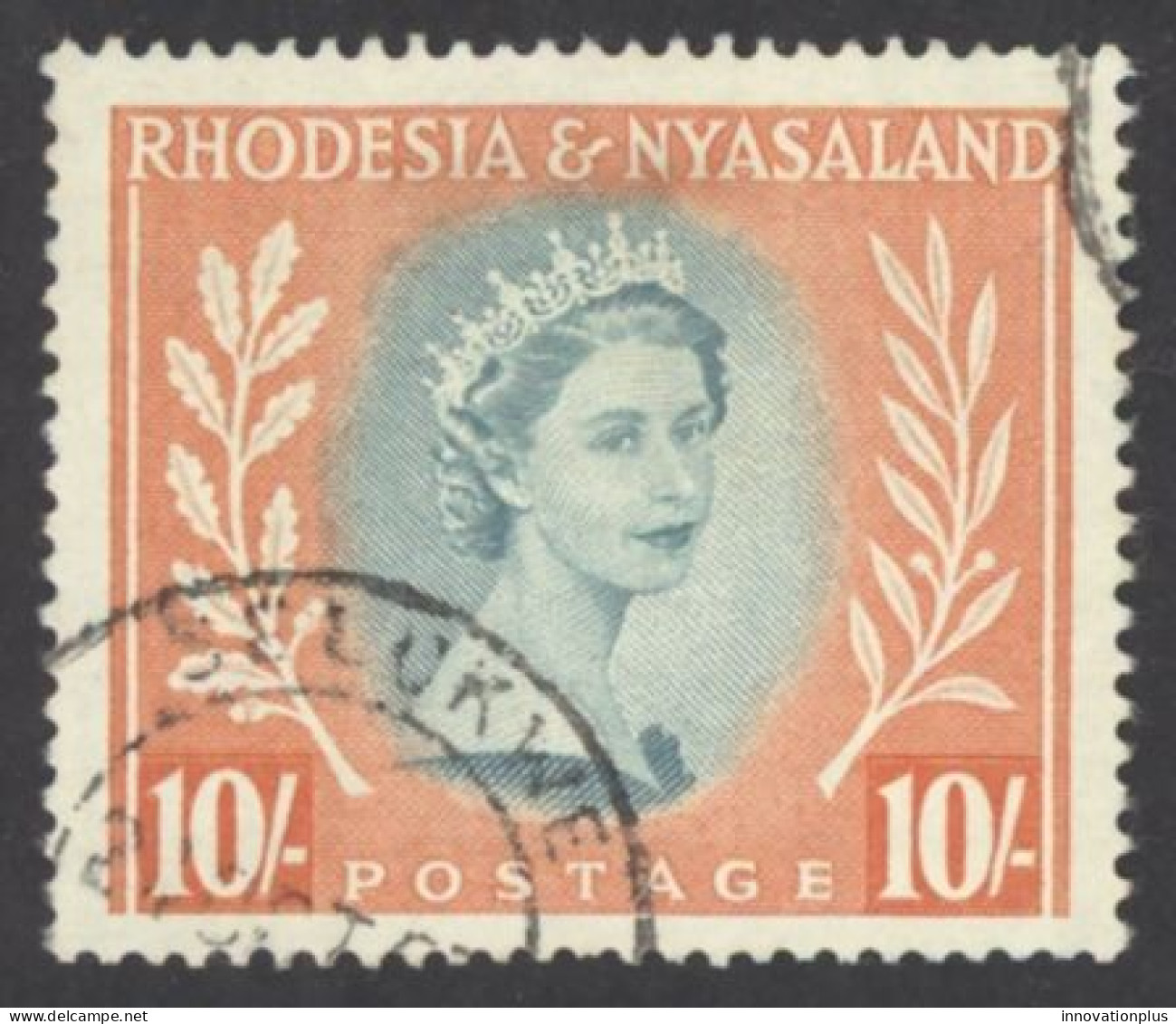 Rhodesia & Nyasaland Sc# 154 Used 1954-1956 10sh QEII Definitives - Rhodesia & Nyasaland (1954-1963)