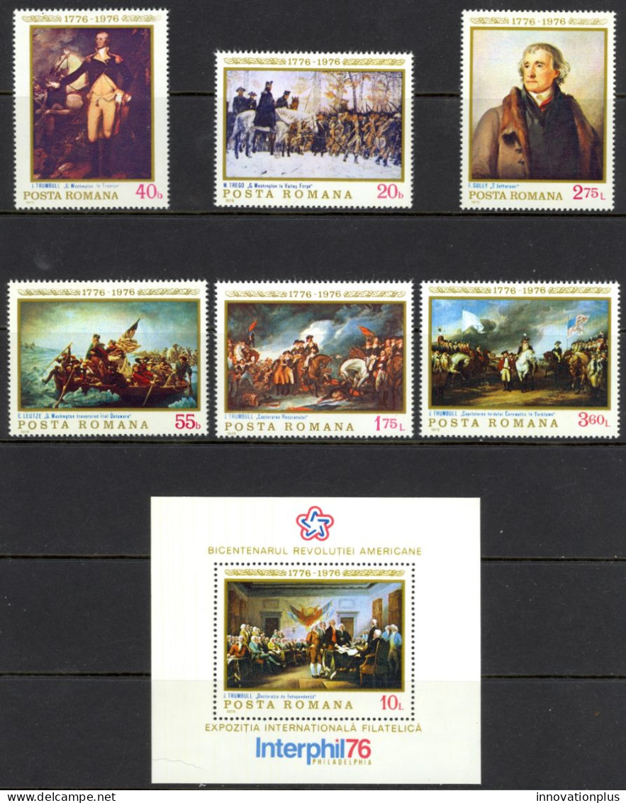 Romania Sc# 2603-2609 MNH 1976 Paintings - Unused Stamps
