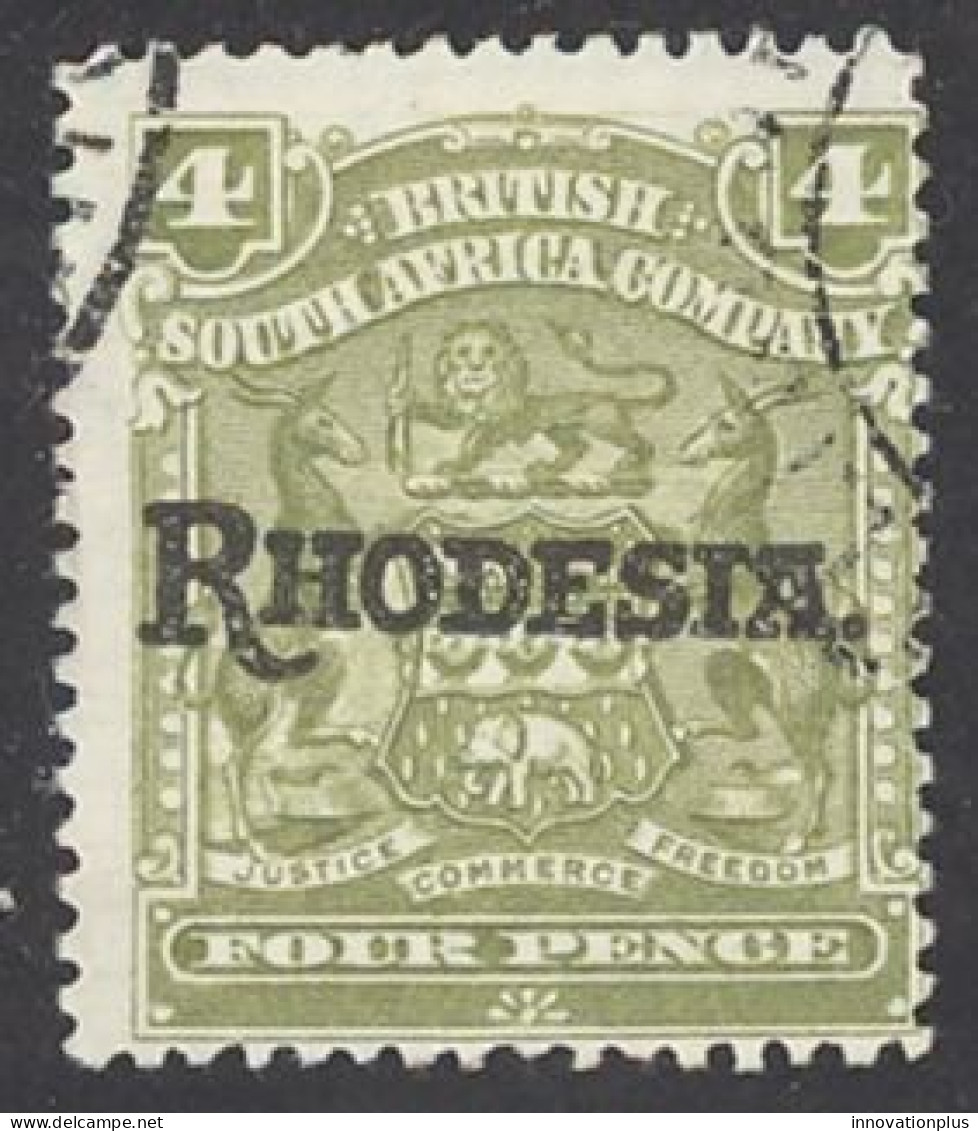 Rhodesia Sc# 87 Used 1909 4p Overprints Coat Of Arms - Rhodesia Del Nord (...-1963)