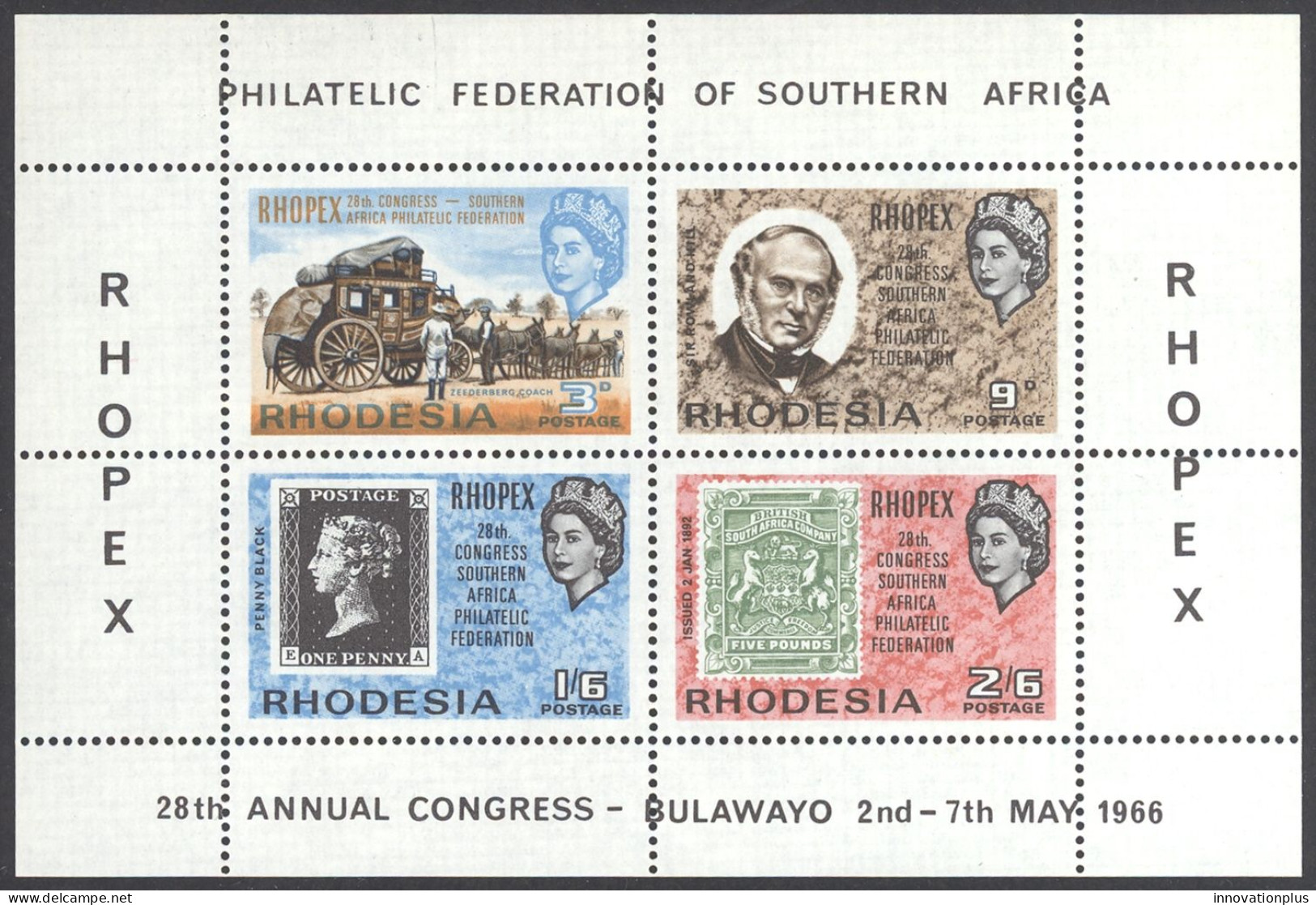 Rhodesia Sc# 240a MNH Souvenir Sheet 1966 RHOPEX - Rhodesia (1964-1980)