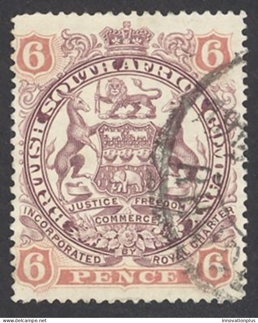 Rhodesia Sc# 55 Used 1897 6p Coat Of Arms - Rhodesia Del Nord (...-1963)