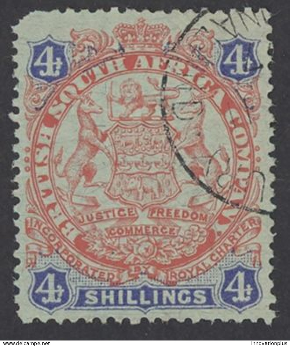 Rhodesia Sc# 37 Used 1896 4sh Coat Of Arms - Rhodesia Del Nord (...-1963)