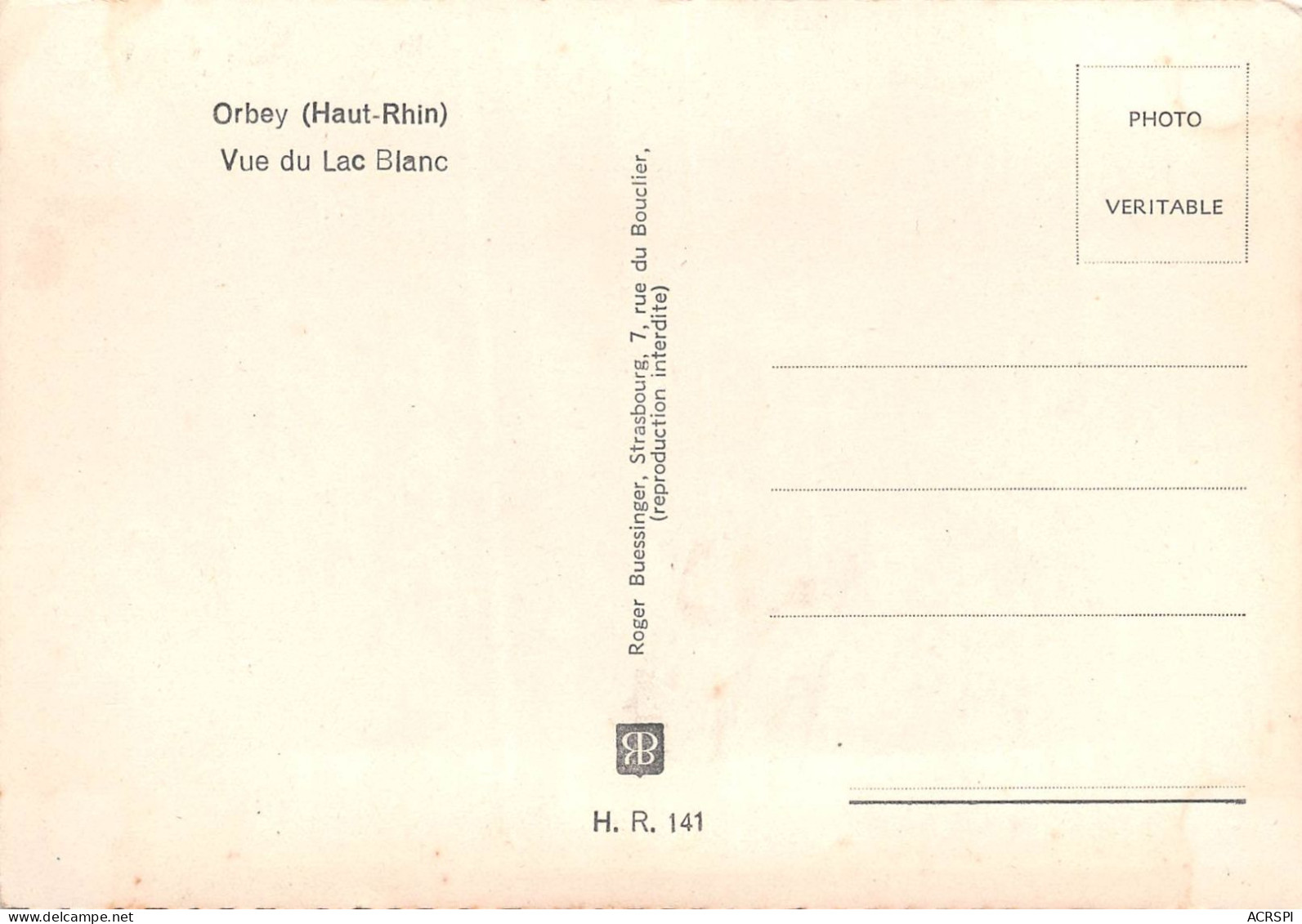 68  ORBEY Vue Du Lac Blanc édition Roger Buessinger  N° 92 \MK3000 - Orbey