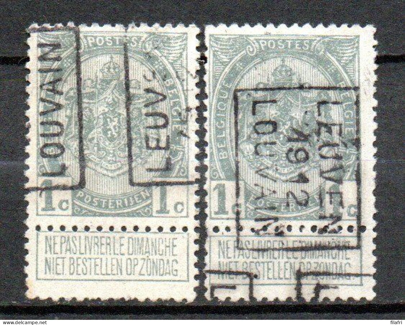 1909 Voorafstempeling Op Nr 81A - LEUVEN 1912 LOUVAIN - Positie A & B - Rolstempels 1910-19