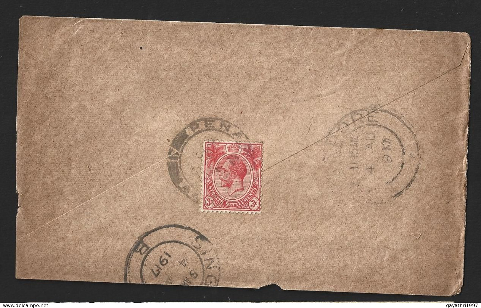 Straits Settlement Stamp On Cover From Penang To Singapore With Censor Cancellation 1st World War (c794) - Straits Settlements