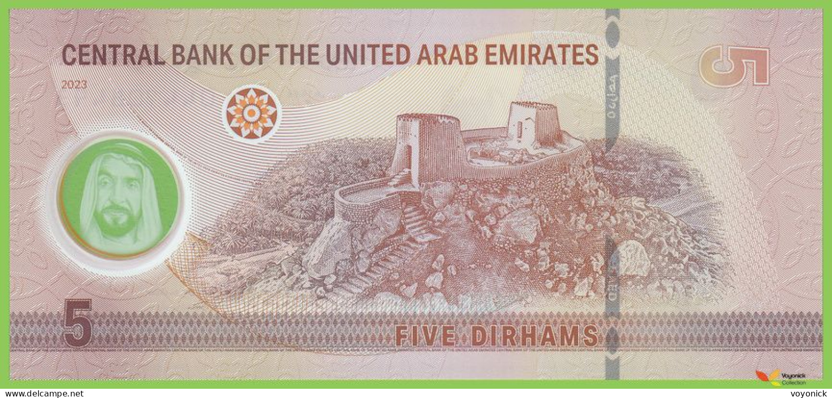 Voyo UNITED ARAB EMIRATES (UAE) 5 Dirhams 2023 P36b B254b 044 UNC Polymer - Emiratos Arabes Unidos