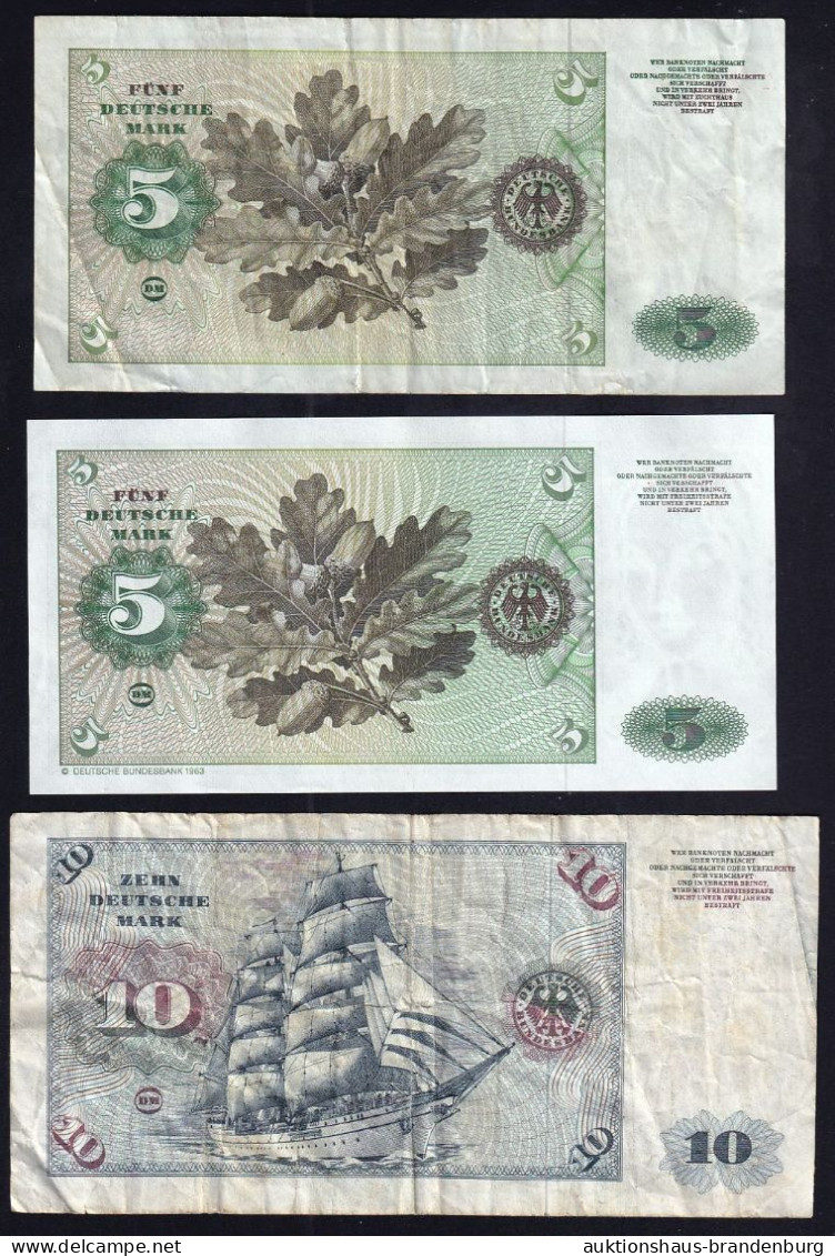 3x BRD: 2x 5 Deutsche Mark 1960 + 1980 Und 10 DM 1977 - Verzamelingen