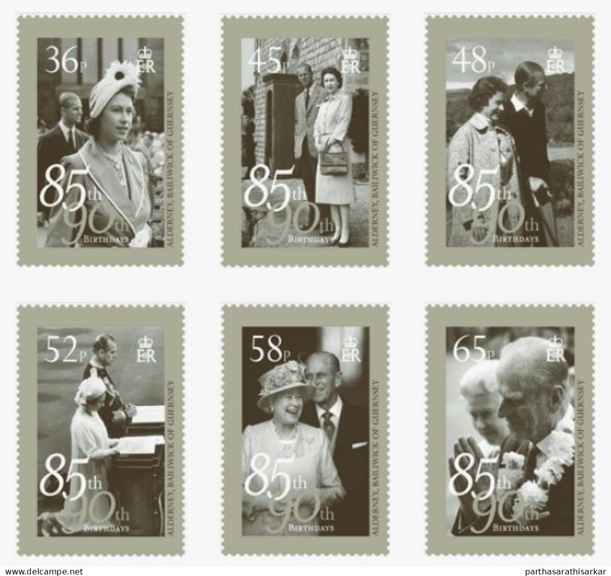 ALDERNEY 2011 85TH BIRTH ANNIVERSARY OF QUEEN ELIZABETH II COMPLETE SET MNH - Alderney