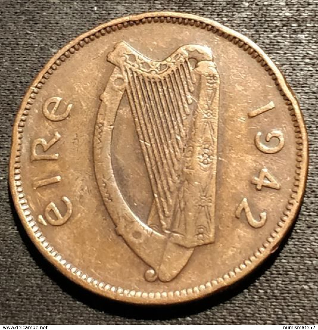 IRLANDE - EIRE - ½ - 1/2 PINGIN 1942 - KM 10 - PENNY - Cochon - Pig - IRELAND - Ierland