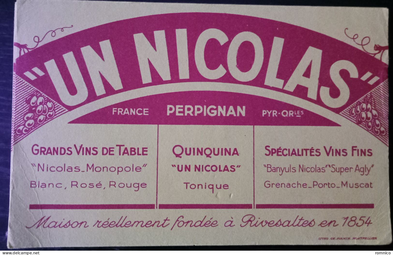 Buvard Vin Un NICOLAS Banyuls Perpignan P.O - V