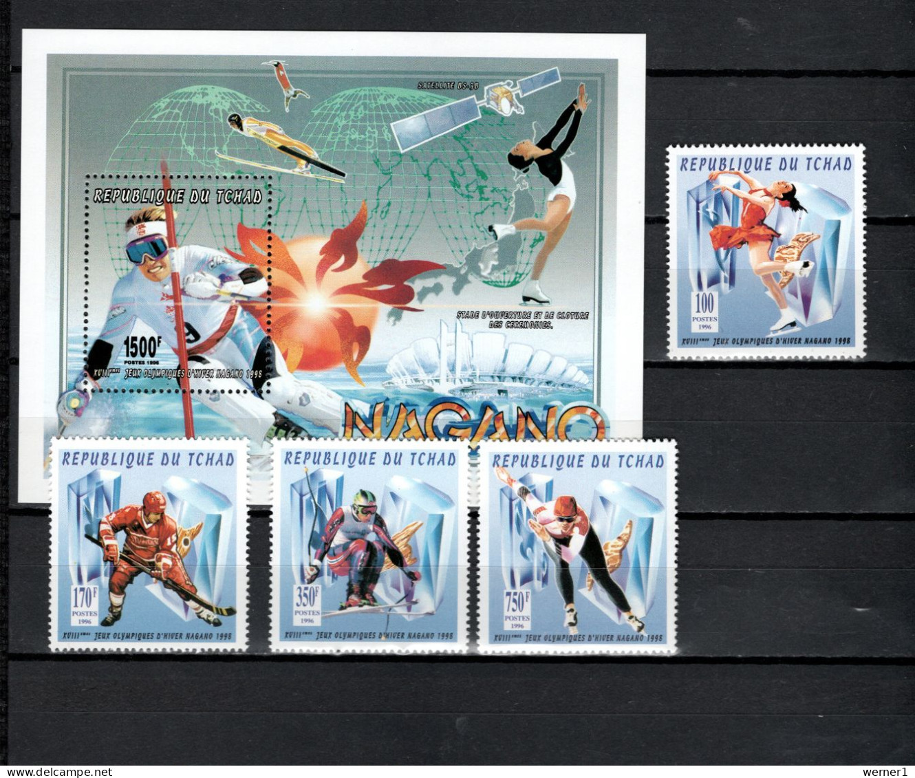 Chad - Tchad 1996 Olympic Games Nagano, Space Set Of 4 + S/s MNH - Winter 1998: Nagano