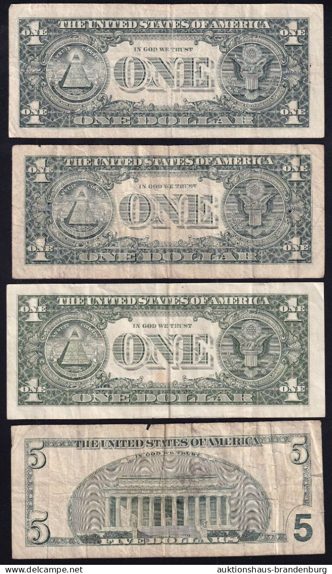 4x USA: 3x 1 Dollar 1985, 1988, 2001 Und 5 Dollars 2003 - Federal Reserve Notes (1928-...)