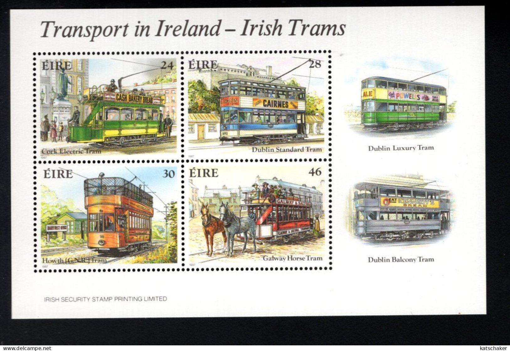 1999462292 1987  SCOTT 684A (XX) POSTFRIS  MINT NEVER HINGED - TROLLEYS - TRANSPORT IN IRELAND -  IRISH TRAMS - Nuovi