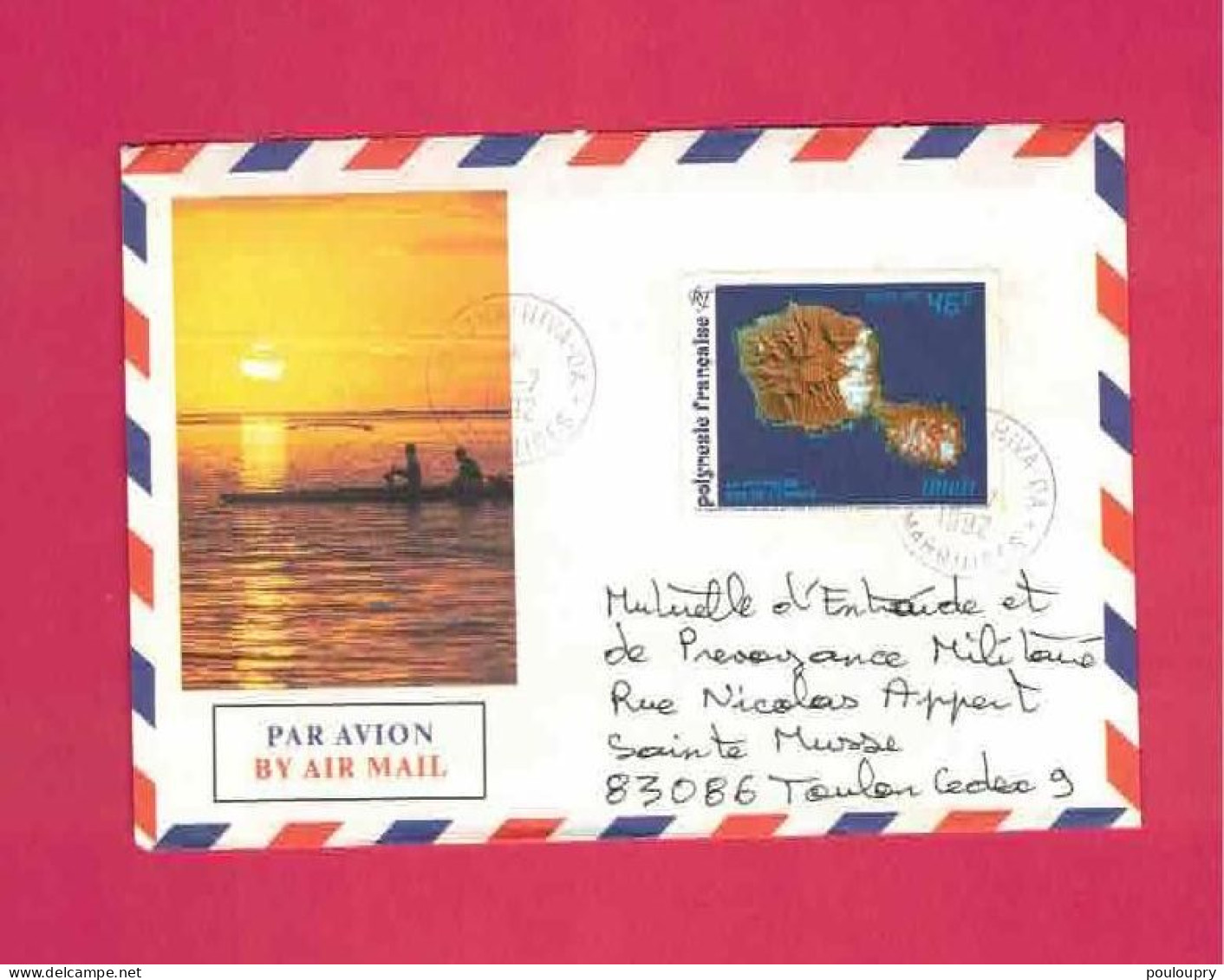 Lettre De 1992 Pour La France - YT ° 405 - Tahiti - Seul Sur Lettre - Oblitération De Atuona-Hiva-Oa Marquises - Briefe U. Dokumente