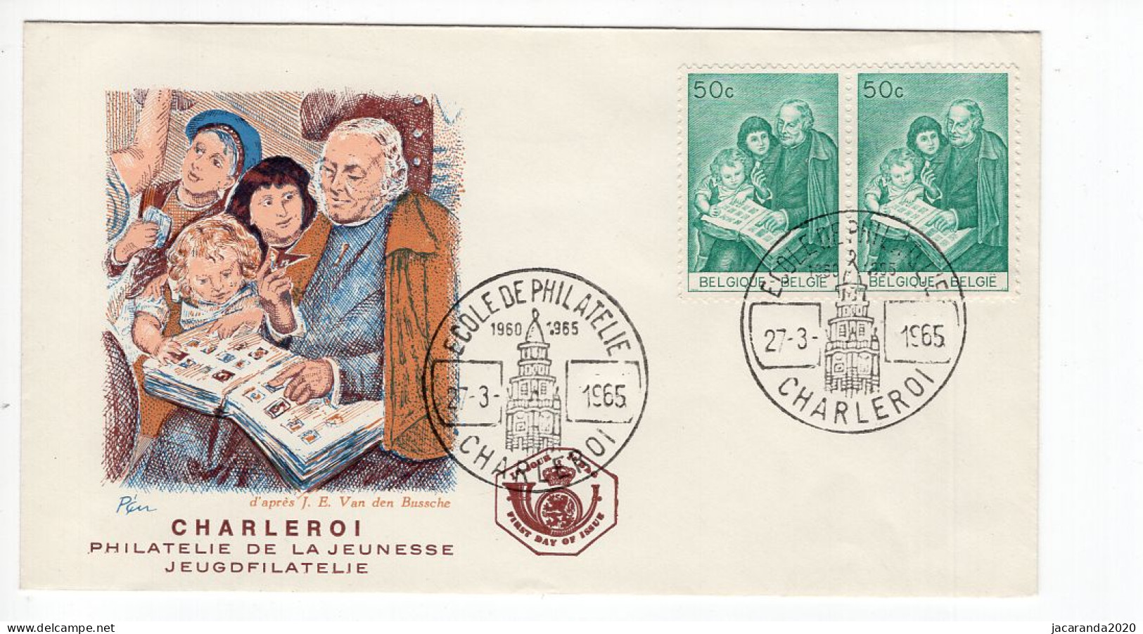 1327 - FDC - Sir Rowland Hill - Stempel Charleroi - 1951-1960