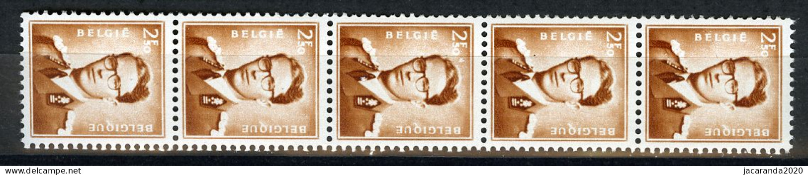 België R31 - Koning Boudewijn - 2,50 Roodbruin - Brun-rouge - Strook Van 5 Met Nummer - Bande De 5 Avec Numéro - Rollen