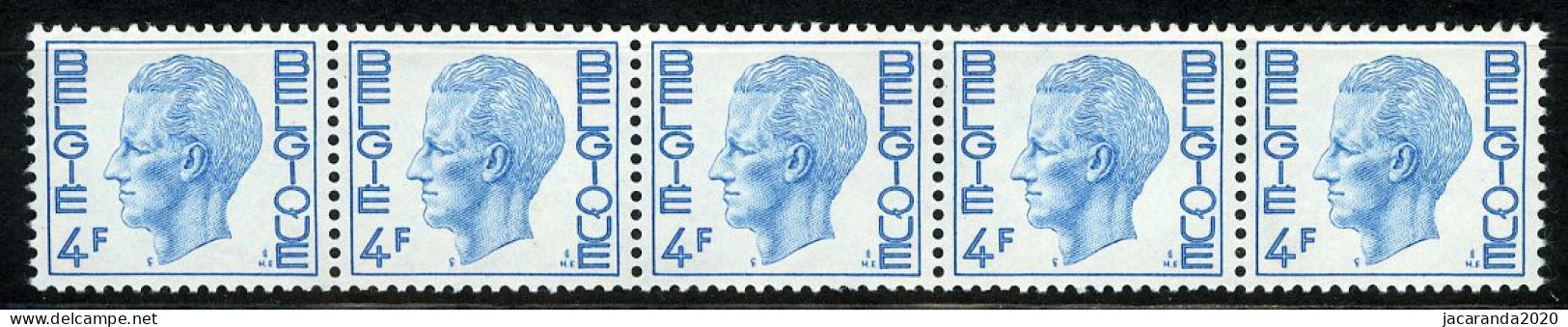 België R46 - K. Boudewijn - Elström - 4F - Strook Van 5 Met Nummer - Bande De 5 Avec Numéro - Coil Stamps