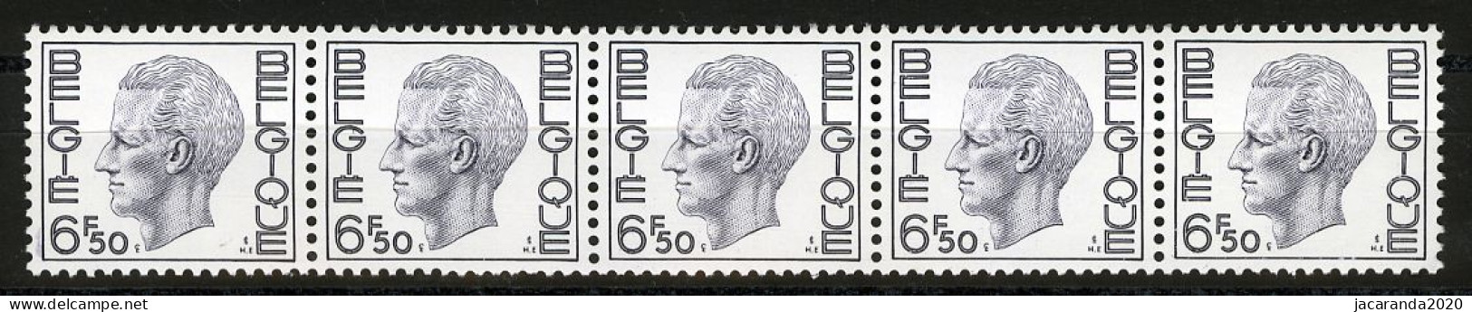 België R58 - K. Boudewijn - Elström - 6,50 POLYVALENT - Strook Van 5 Met Nummer - Bande De 5 Avec Numéro - Coil Stamps