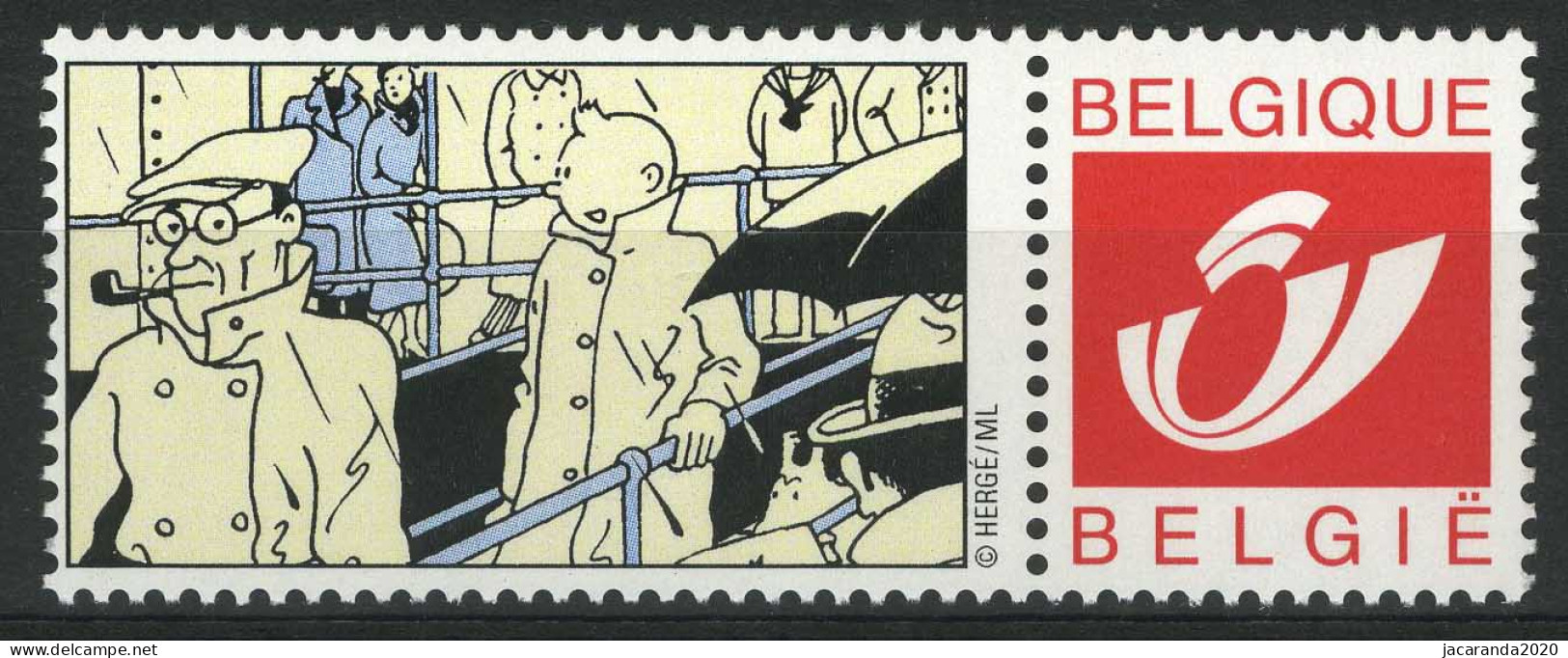 België 3181 - Duostamp - Kuifje Met Regenjas - Tintin - Strips - BD - Comics - Hergé - Neufs