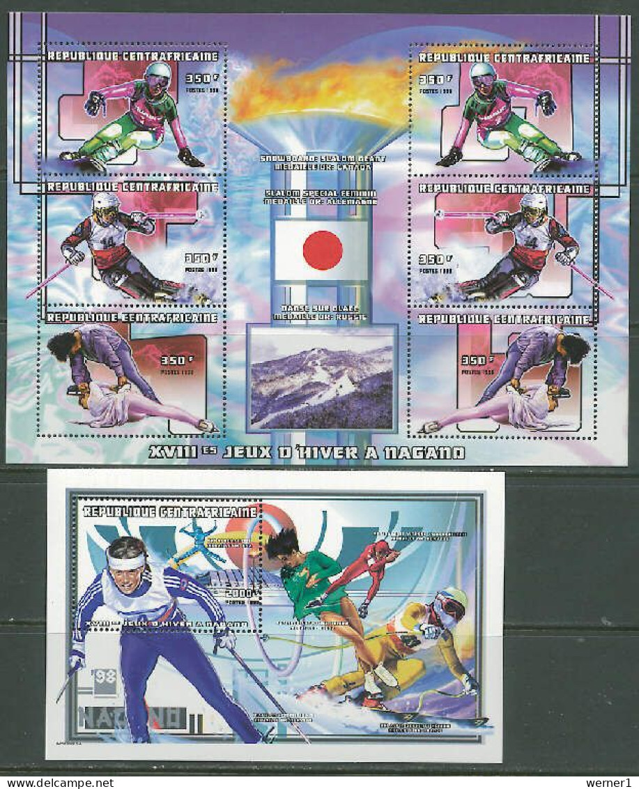 Central Africa 1998 Olympic Games Nagano 3 Sheetlets + S/s - Inverno1998: Nagano