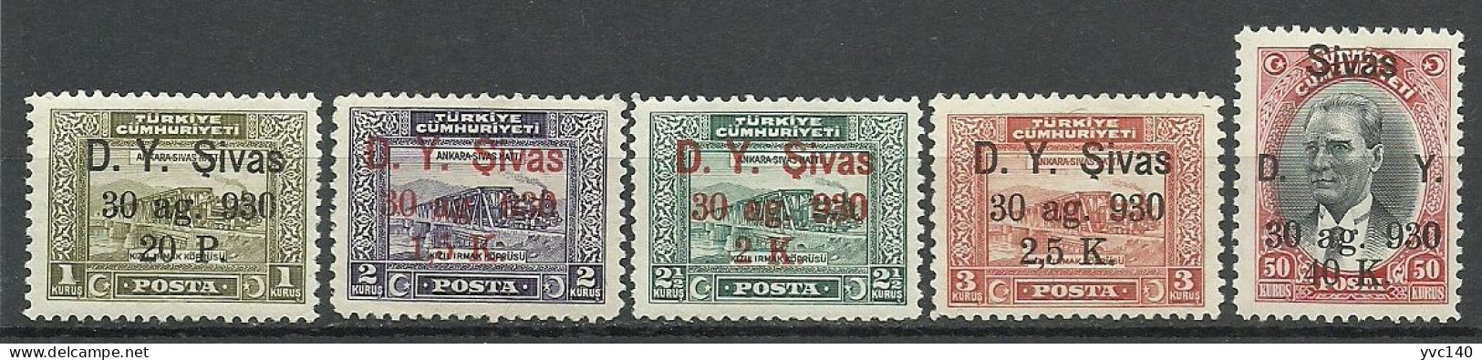 Turkey; 1930 Ankara-Sivas Railway Stamps ERROR "Ş" Instead Of "S" MNH**/MH* - Nuovi