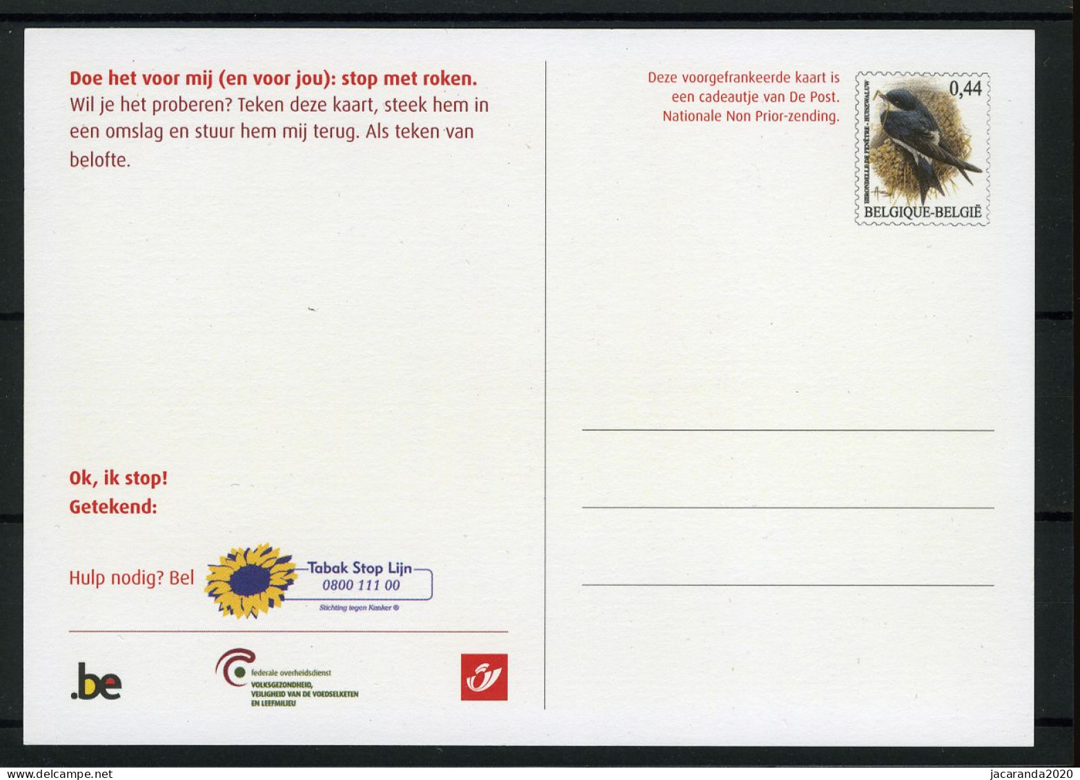 3479 BK - Briefkaart - "stop Met Roken" - Vogels - Buzin - Kluut - Avocette - NL - Tarjetas Ilustradas (1971-2014) [BK]