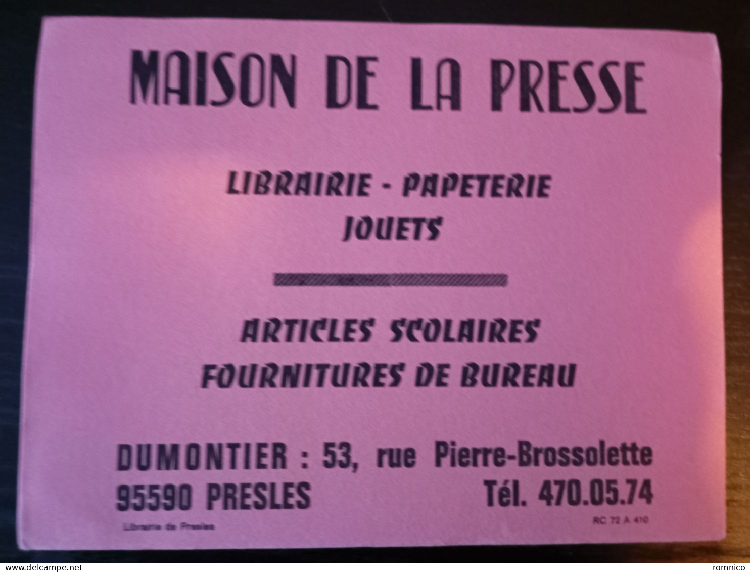Buvard Maison De La Presse PRESLES 95 - Cartoleria