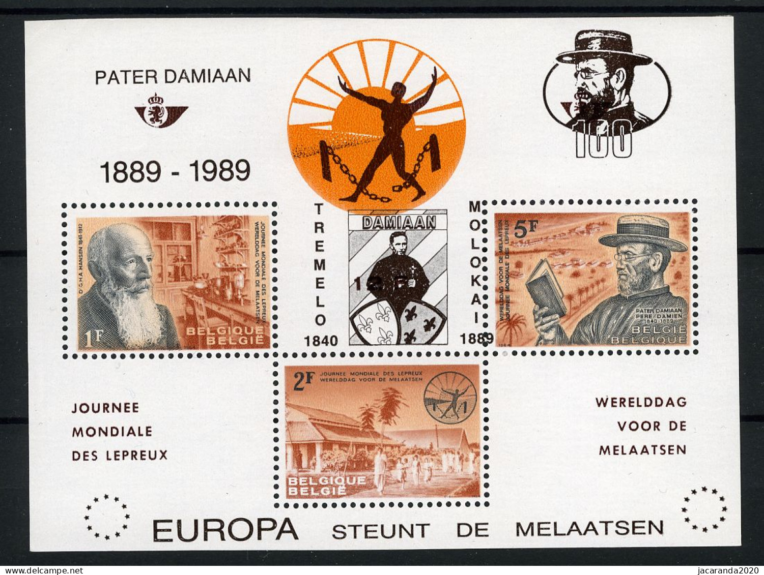 België PR163 ** - Pater Damiaan - "Damiaan 100 - Europa Steunt De Melaatsen" - Molokai 1889 - Cijfer 9 In Zegelbeeld - Other & Unclassified
