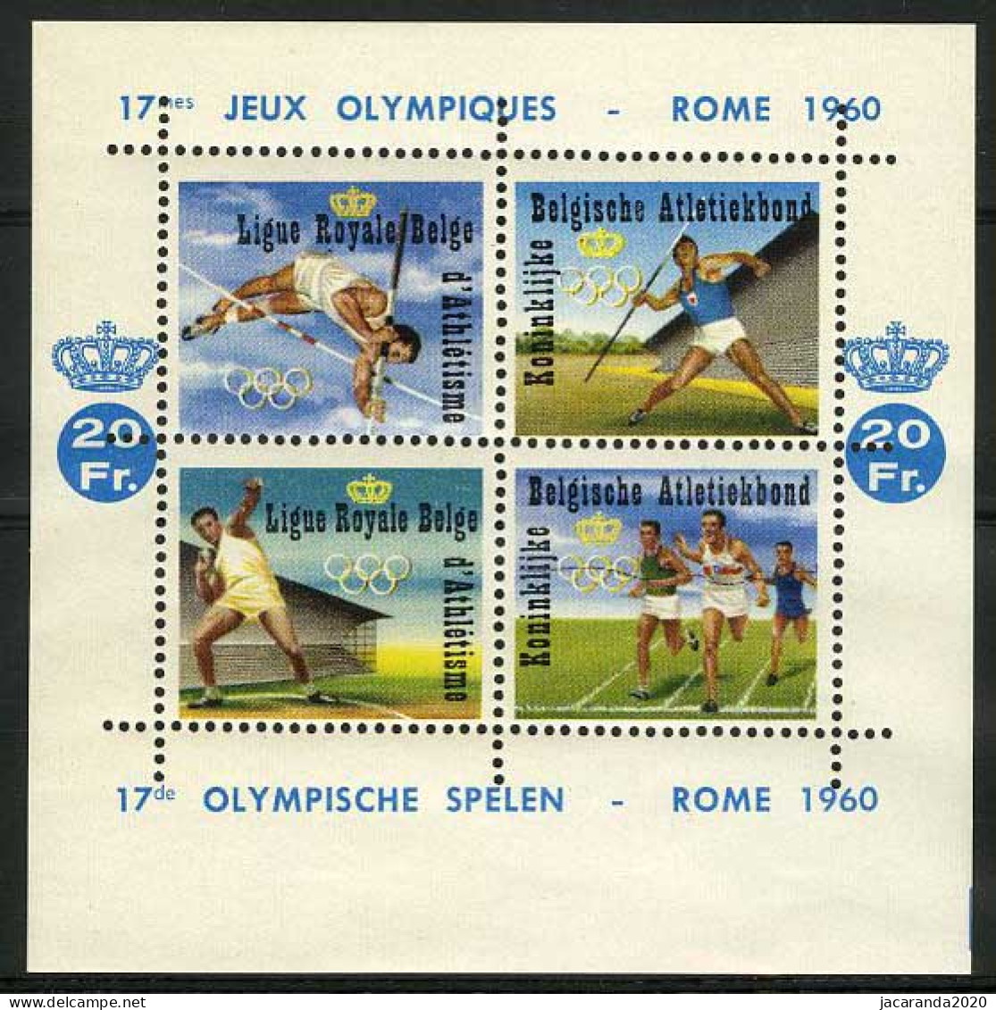 België E78 ** - Olympische Spelen Rome 1960 - Kamtanding - Perforation à Peigne - Erinnofilie [E]