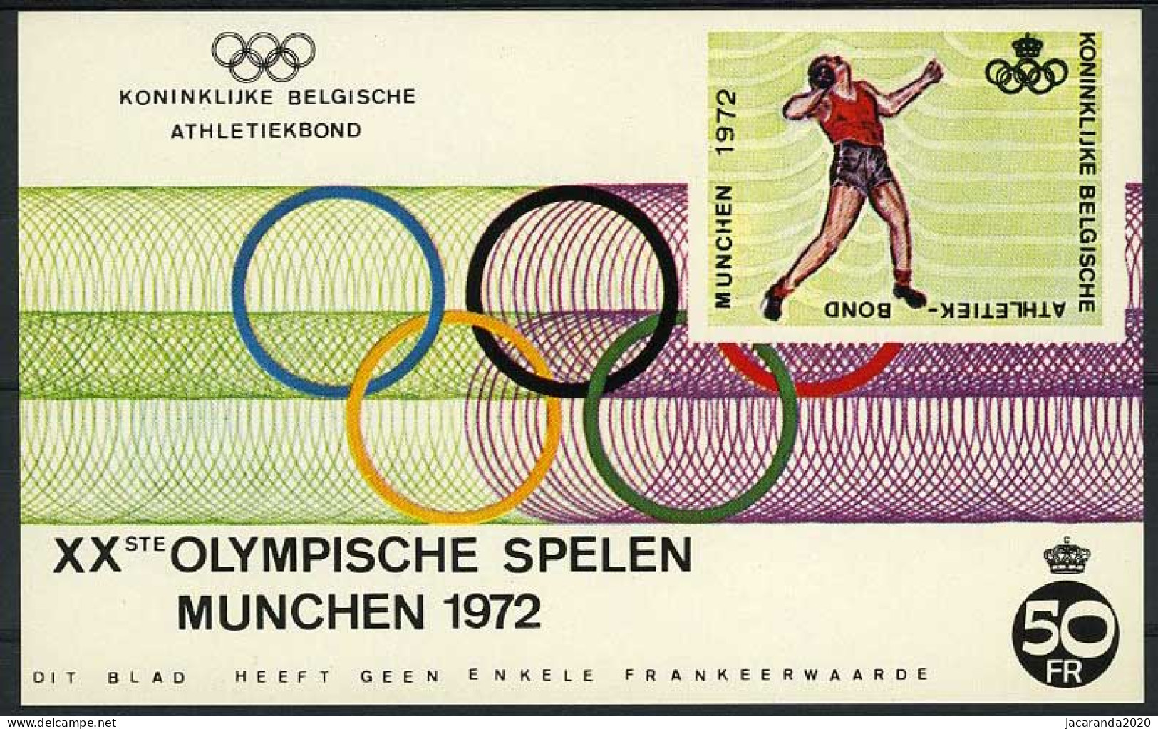 België E119 - Olympische Spelen - München 1972 - Kogelstoten - Lancement Du Poids - Erinnofilie [E]