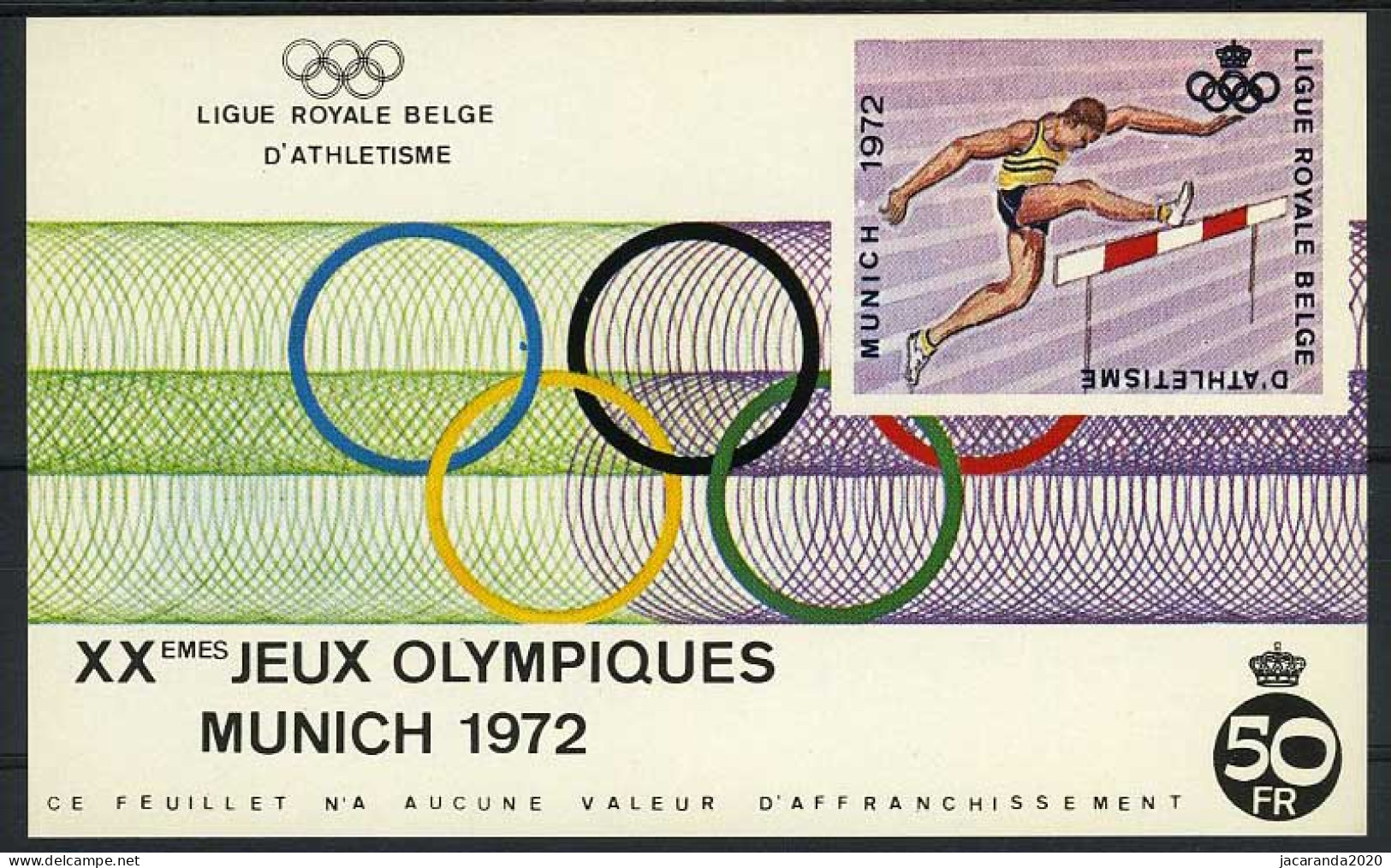 België E120 - Olympische Spelen - München 1972 - Hordenlopen - Course De Haies - Erinnophilie - Reklamemarken [E]