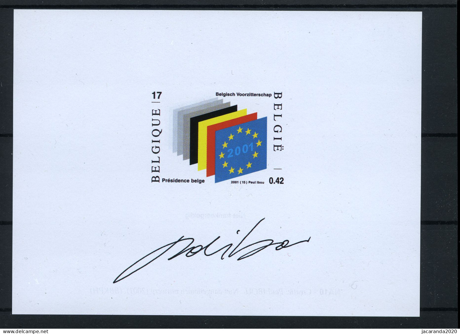 België NA10-NL - Belgisch Voorzitterschap Van De Europese Unie - Union Européenne - Paul Ibou - 2002 - Proyectos No Adoptados [NA]
