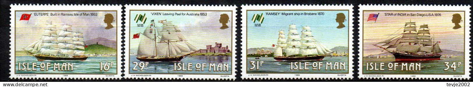 Isle Of Man 1988 - Mi.Nr. 371 - 374 - Postfrisch MNH - Segelshiffe Sailing Ships - Schiffe