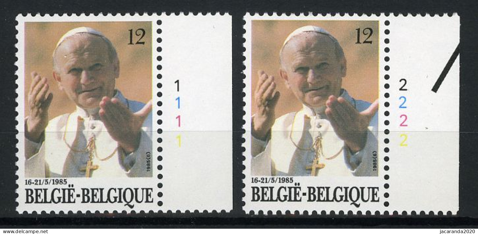 België 2166 - Paus Johannes-Paulus II - Pape Jean-Paul II - Plnrs 1-2 - 1981-1990