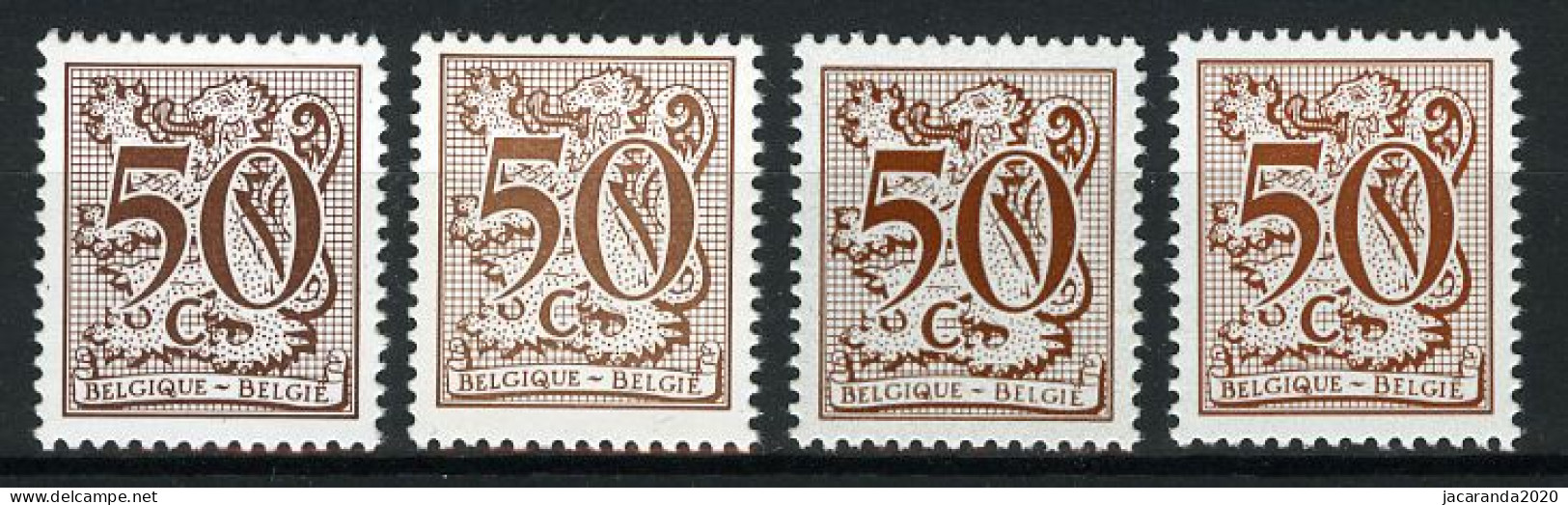 België 1958 + 1958a + 1958P7 + 1958P7a - Cijfer Op Heraldieke Leeuw En Wimpel - 1977-1985 Chiffre Sur Lion