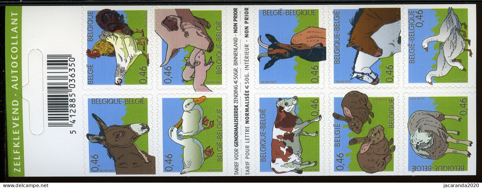 België B60 - Dieren Van De Boerderij - Animaux De La Ferme - Ezel - Kip - Varken - Zelfklevend - Autocollants - 2006 - 1953-2006 Moderni [B]