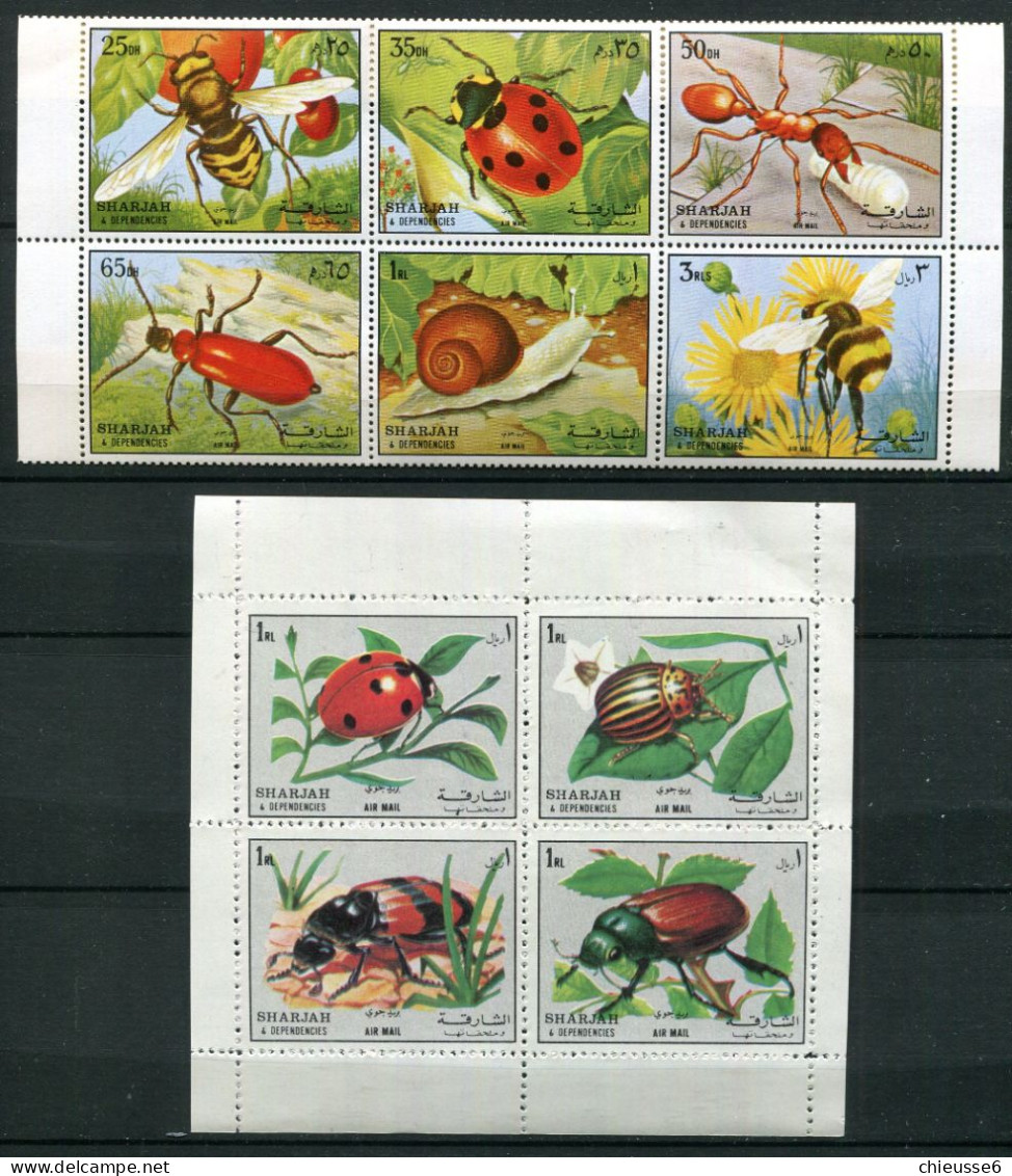 (lot 1 Bis)Sharjah ** - 2  Feuillets - Insectes - Escargot - Sharjah