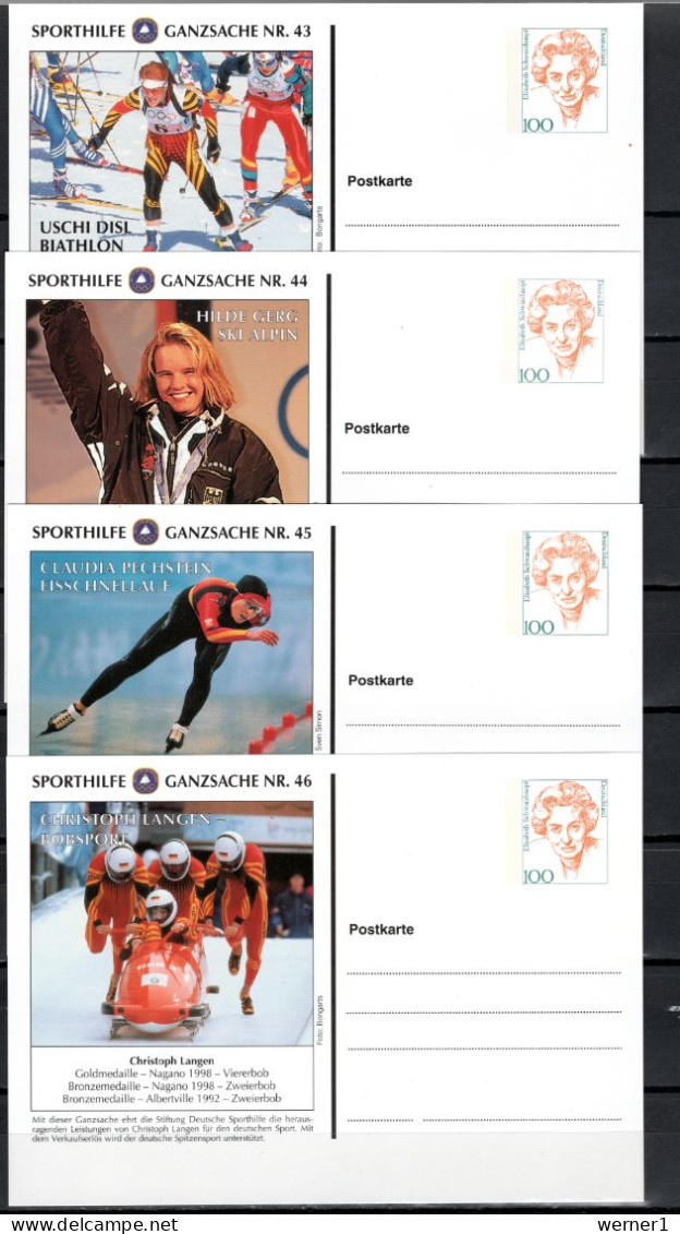 Germany 1998 Olympic Winter Games 8 Commemorative Postcards No. 43-50 With Olympic Medal Winners - Inverno1998: Nagano