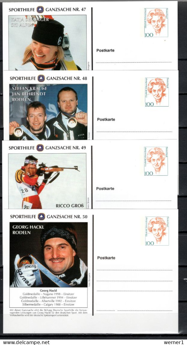 Germany 1998 Olympic Winter Games 8 Commemorative Postcards No. 43-50 With Olympic Medal Winners - Inverno1998: Nagano