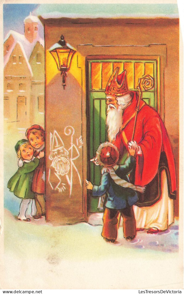 FETES - VOEUX - Saint Nicolas - Vive Saint Nicolas - Enfants - Maison - Neige - Carte Postale Ancienne - Saint-Nicolas