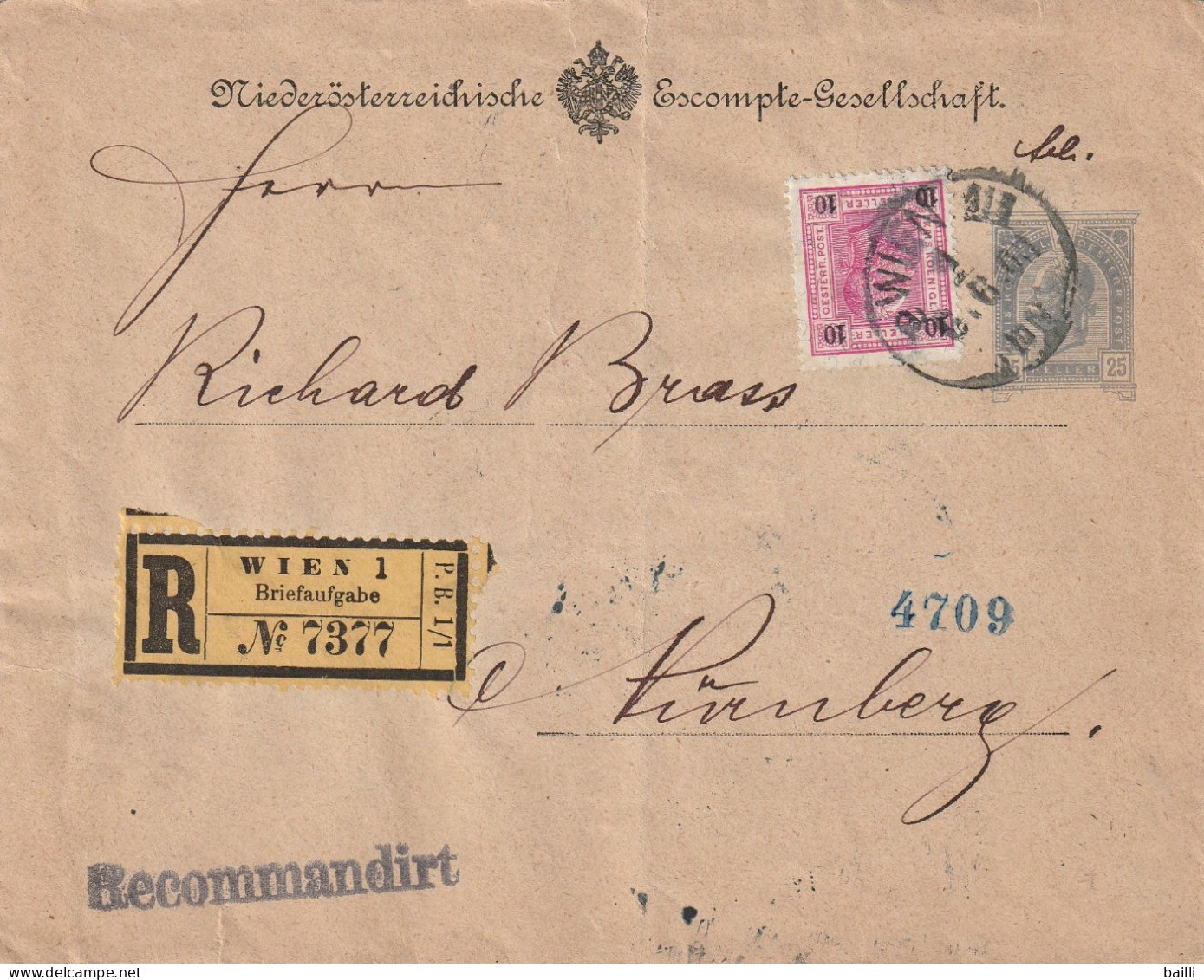 Autriche Entier Postal Privé Recommandé Wien Pour L'Allemagne - Covers