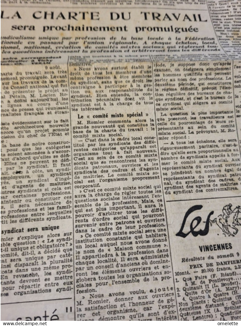 PETAIN DARLAN  VICHY /ROSLAVL /USINE A SANTE CROIX BERNY/CHARTE TRAVAIL /BACCARAT / - Le Petit Parisien