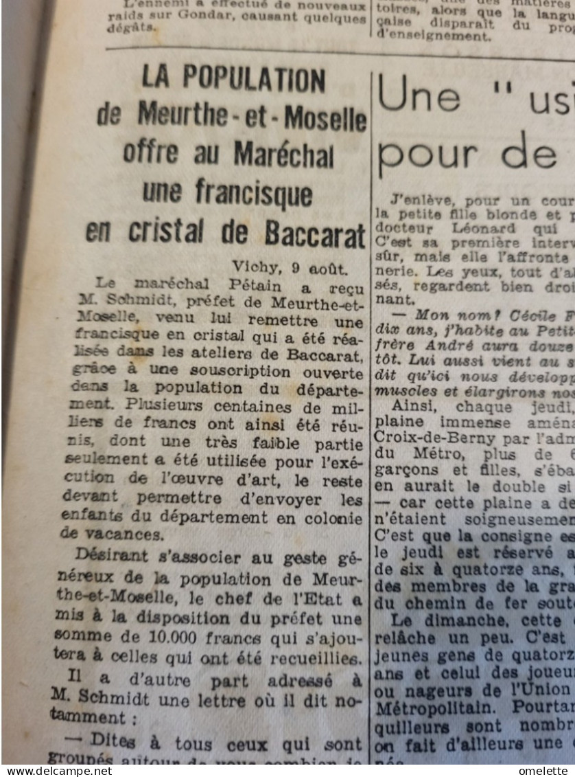 PETAIN DARLAN  VICHY /ROSLAVL /USINE A SANTE CROIX BERNY/CHARTE TRAVAIL /BACCARAT / - Le Petit Parisien