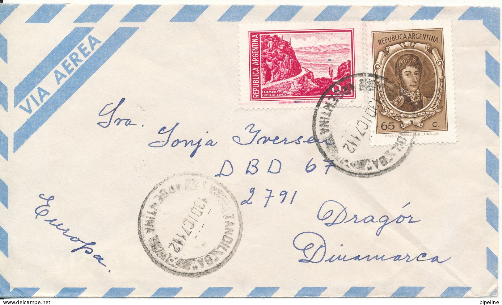 Argentina Air Mail Cover Sent To Denmark 13-12-1971 Topic Stamps - Aéreo