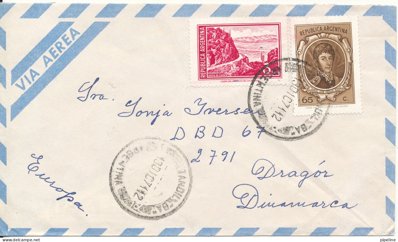 Argentina Air Mail Cover Sent To Denmark 13-12-1971 Topic Stamps - Luftpost