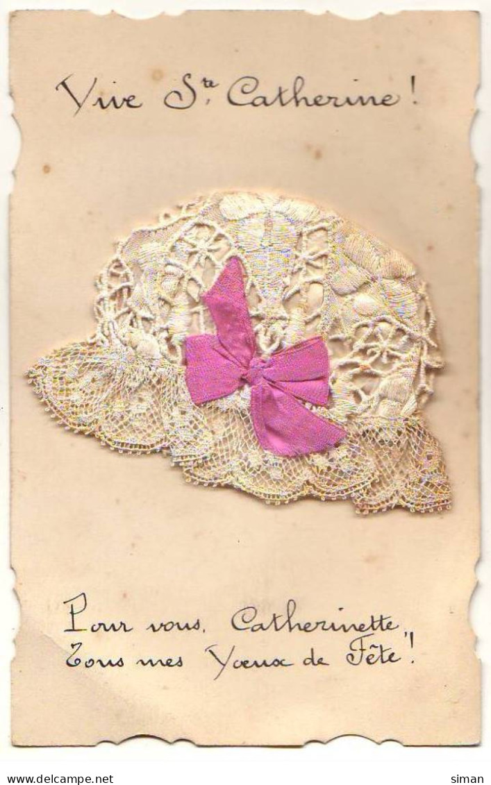 N°23603 - Vive Sainte-Catherine - Bonnet En Dentelle Et  Ruban Rose - Santa Catalina