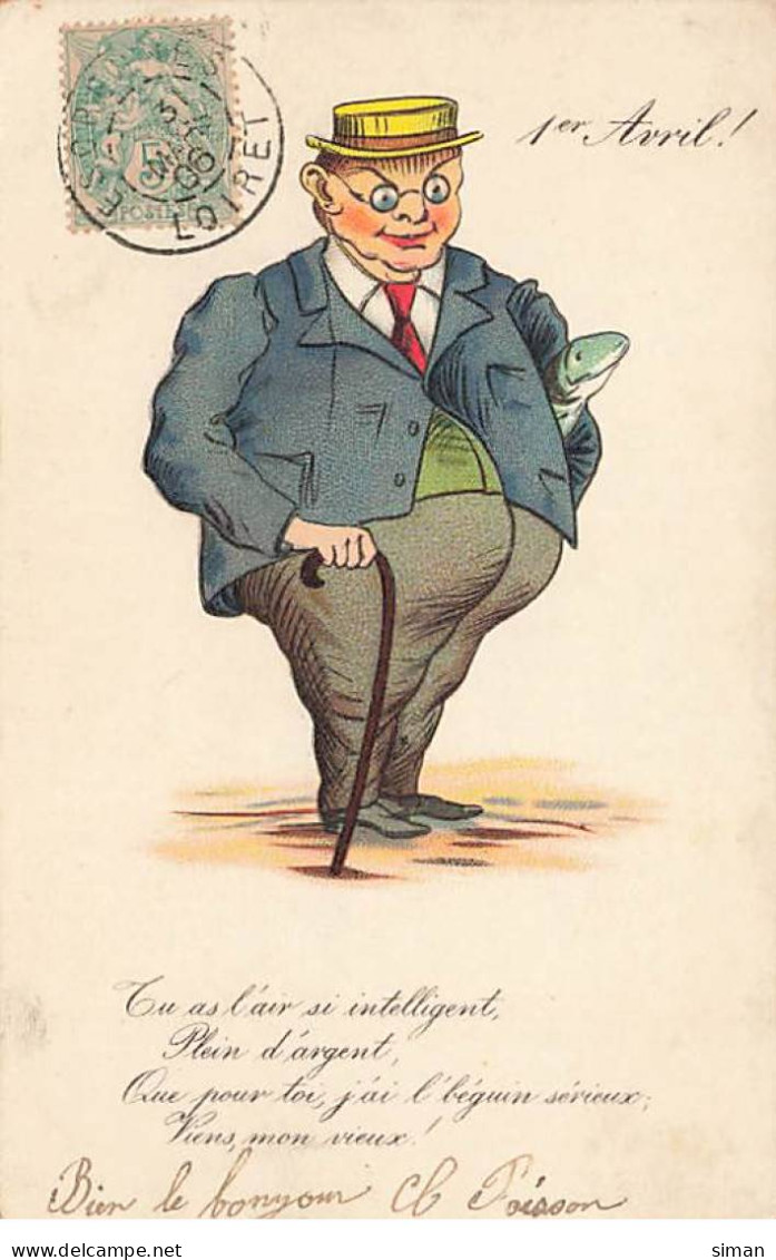 N°23622 - 1er Avril - Tu As L'air Si Intelligent .... - Homme Tenant Un Poisson Sous Les Bras - 1er Avril - Poisson D'avril