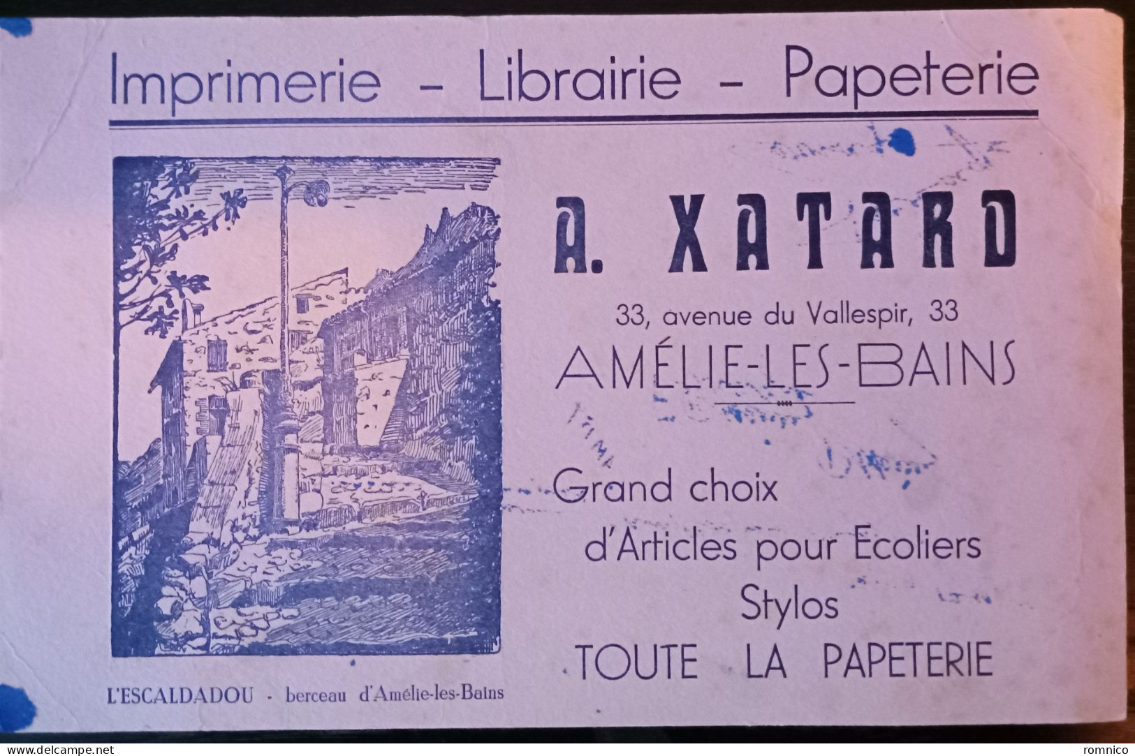 Buvard A.Xatard Amelie Les Bains 66 Imprimerie - Papeterie