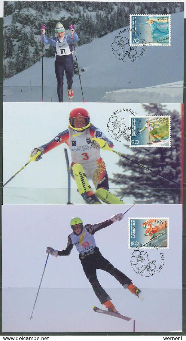 Liechtenstein 1997 Olympic Games Nagano Set Of 3 Maximumcards - Winter 1998: Nagano