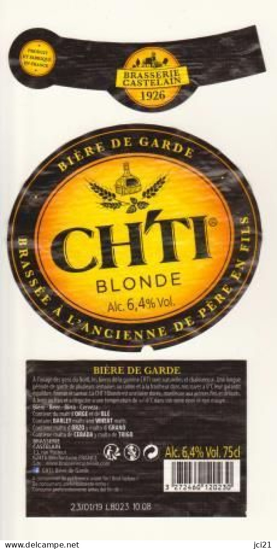 Etiquette, Collerette Et Contre étiquette De Bière " CH'TI Blonde " (066)_Eb77 - Bier